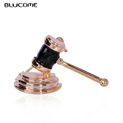 BLUCOMEBLUCOMEBlucome Fashion Black Enamel Brooches Judge Hammer Mini Jewelry For Men Kids Women Party Suit Clothing Scarf Backp