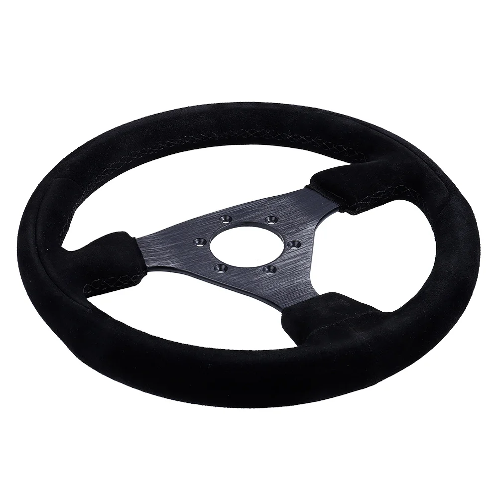 Sport Steering Wheel Suede Drift Sim Racing Game Steering Wheel Flat 6061-T6 Aluminum Frame 13Inch/330mm