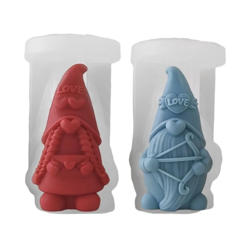 HX6F Love Heart Gnome Silicone Mold DIY Table Ornament Tool Scented Mold