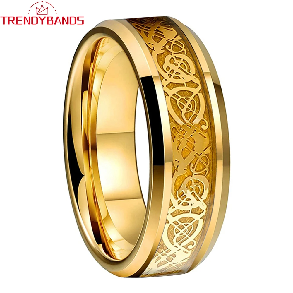 

Wholesale Men's Women's Tungsten Carbide Wedding Bands Engagement Fashion Jewelry Dragon Meteorite Inlay Comfort Fit