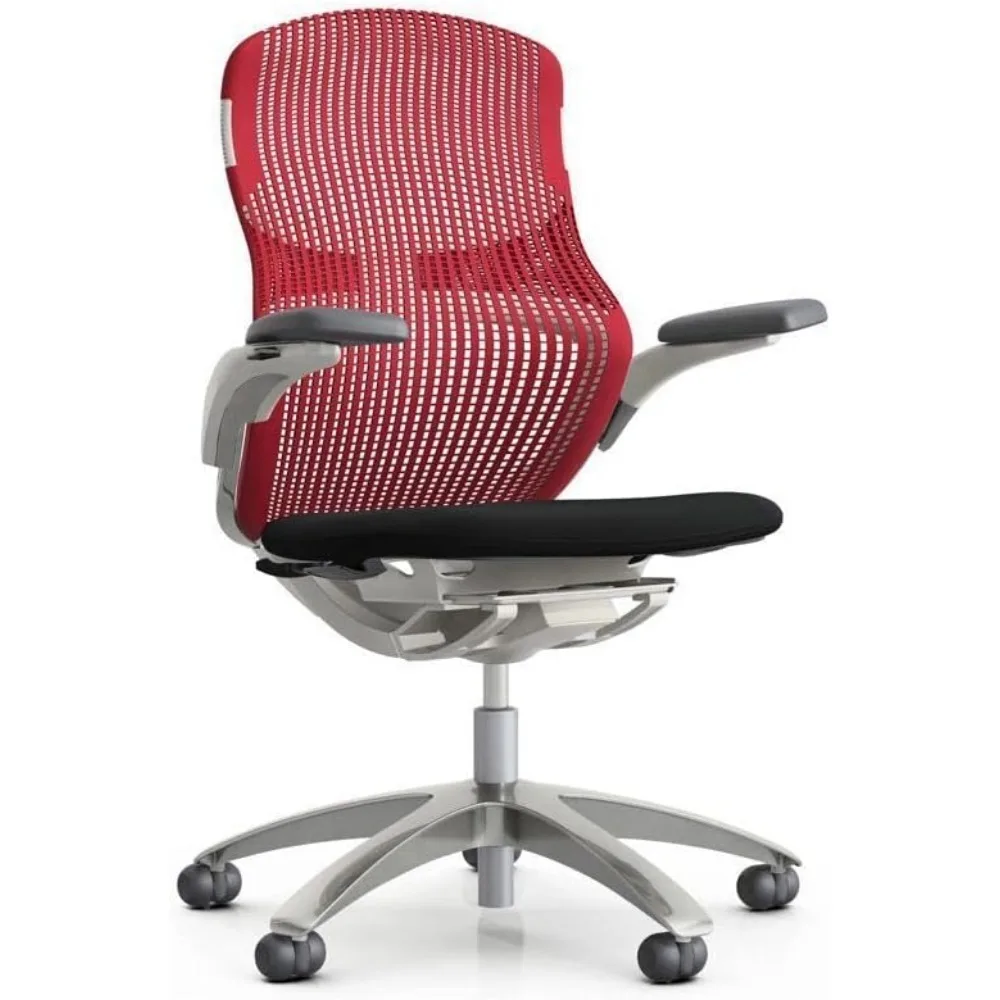 Comfortable Chair Red Back and Black Seat Pivot Adjustable Arms to Adjust Seat Height Armchair Gaming Computer Ergonomic Office