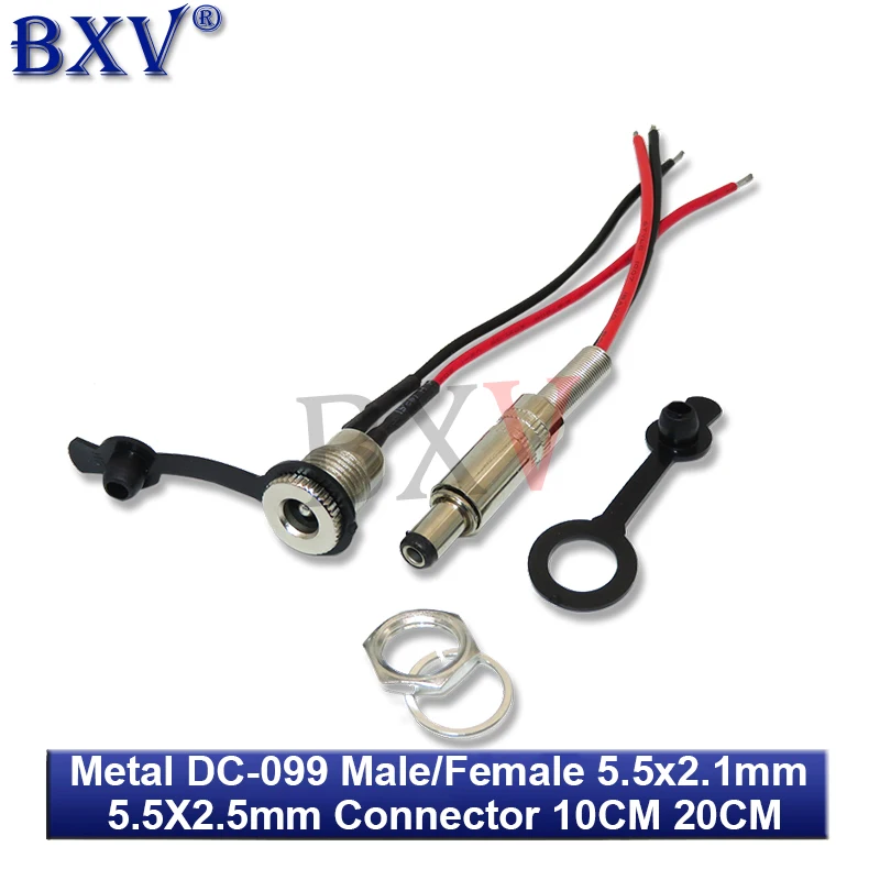 2PCS Metall DC-099 Männlich/Weiblich 10CM 20CM 5,5x2,1mm 5,5X2,5mm DC Netzteil Gewinde lade Buchse