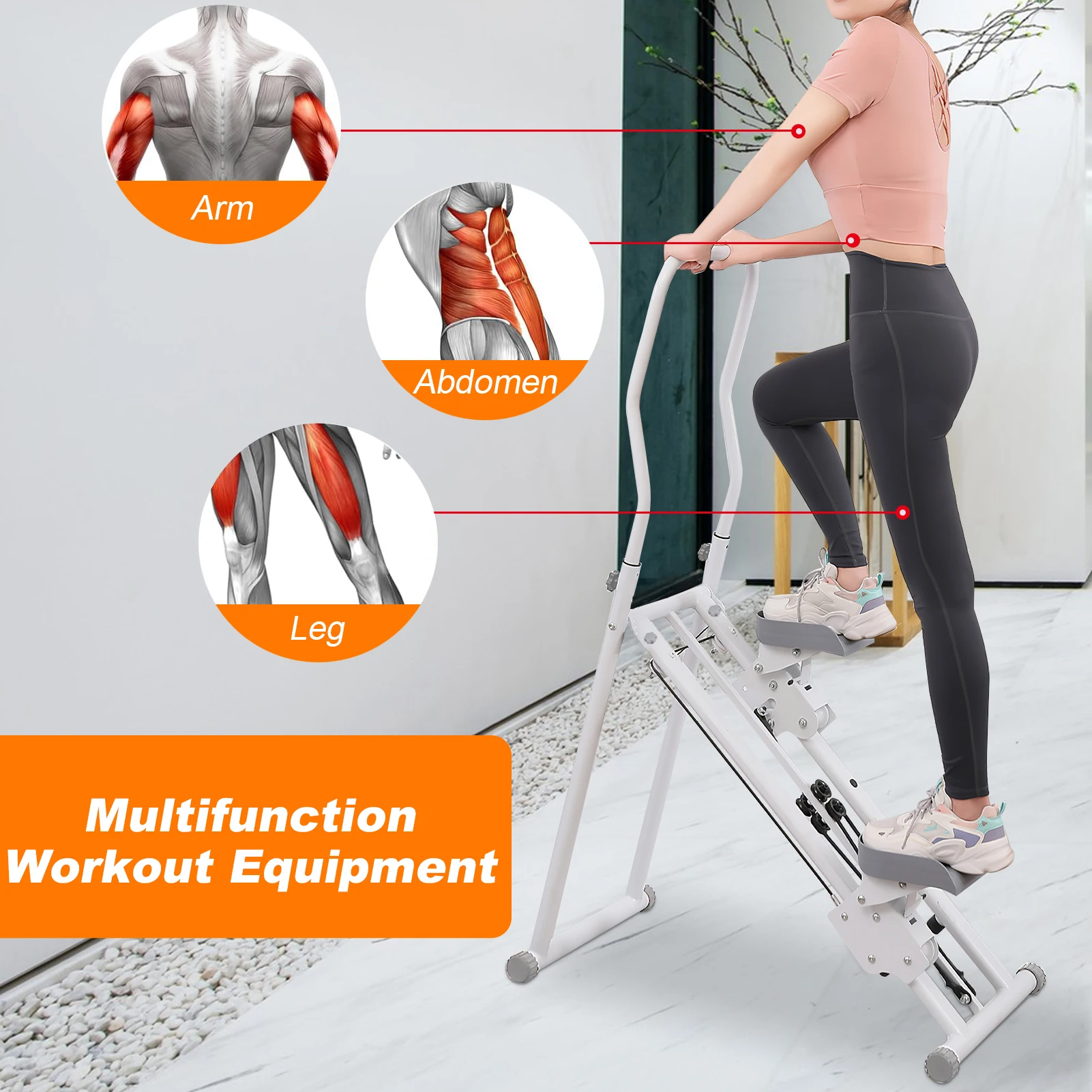 Vertical Climbing System & Full-Body Cardio Machine, 330lbs Capacity Foldable Stepper with 52.4 Inch Height