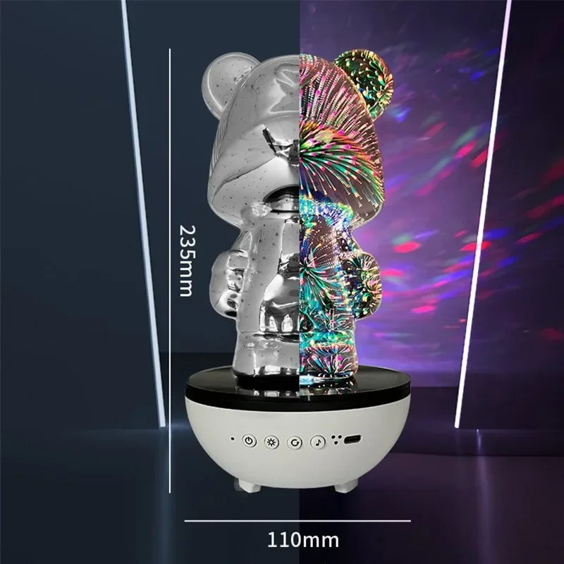 Lampu Malam Ambient Berbentuk Boneka Beruang dengan Speaker Bluetooth Audio Desktop Berwarna-warni Lampu Atmosfer Kamar Tidur yang Bersinar Hadiah Spesial untuk Teman