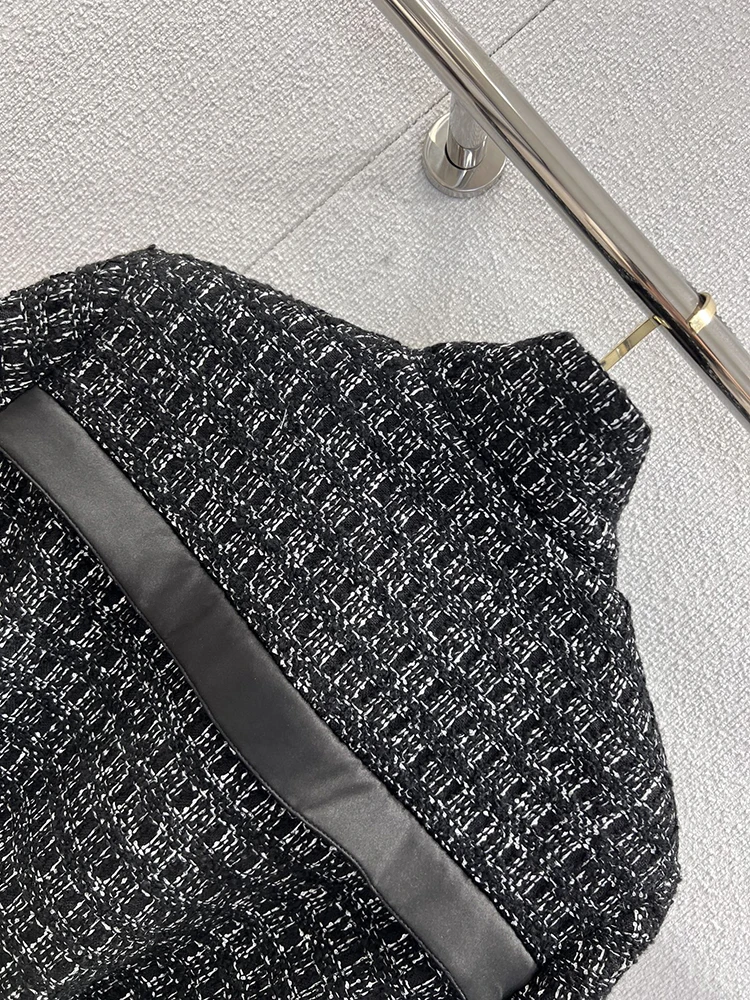 SVORYXIU الخريف نمط غير رسمي أسود س الرقبة حزام جاكيتات معطف المرأة نمط جديد موضة فضفاضة أنيقة قصيرة نمط جاكيتات معطف #5