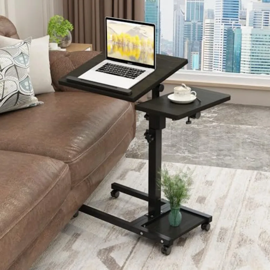 

Mobile Adjustable Height Laptop Stand PC Computer Portable Notebook Swivel Laptop Desk Rolling Table Desk Cart Tiltable with Wh