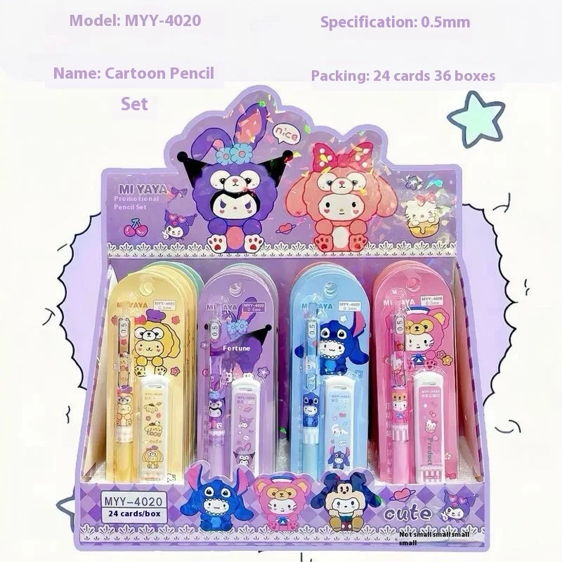 

Sanrio 24Pcs Mechanical Pencil Cartoon Set Kuromi Pochacco Cinnamoroll 0.5Mm Replacement Core Students Learning Stationery