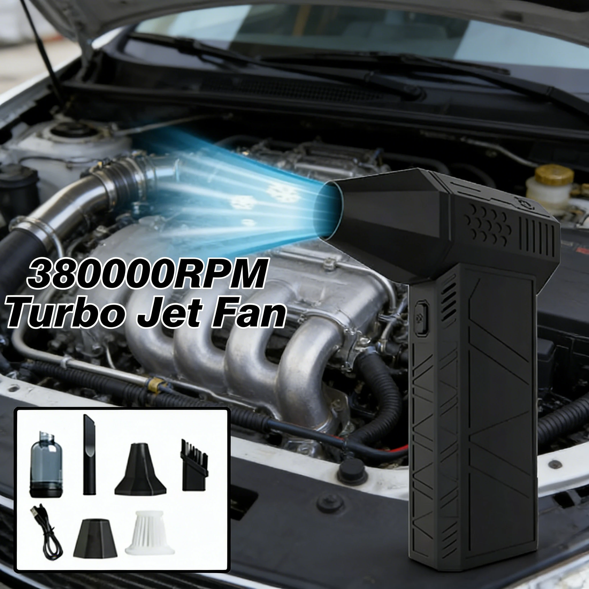 

Mini Brushless Turbo Jet Blower | 380000RPM 58m/s Type-C Rechargeable Dust Cleaner