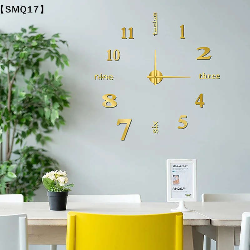 1Pc 3D Wall Clock Mirror Wall Stickers Creative DIY Wall Clocks Modern Design Mute Quartz Needle Watch Home Decor【SMQ】