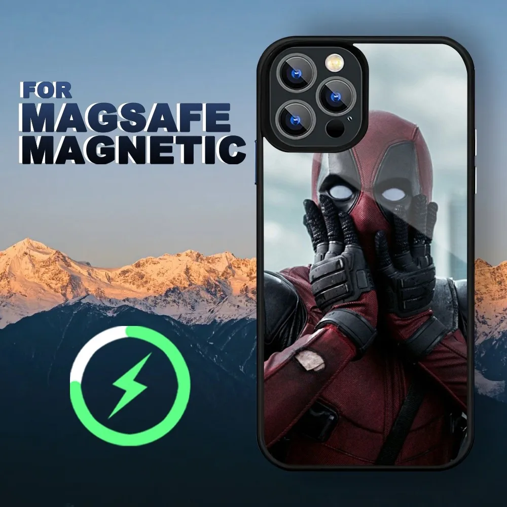 Movie D-Deadpool Phone Case For iPhone Magsafe Magnetic 13 14 15 11 12 Glass Pro Max Charging Plus Shell