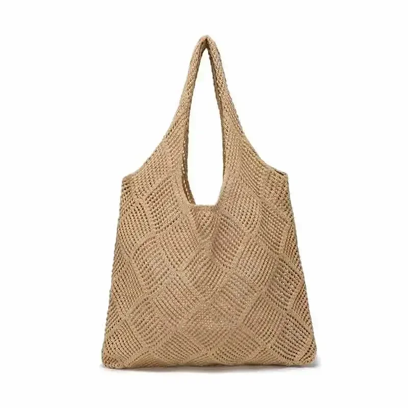 NKX-03 Summer Beach Bag for Women Vacation Mesh Knit Bag Hippie Bag