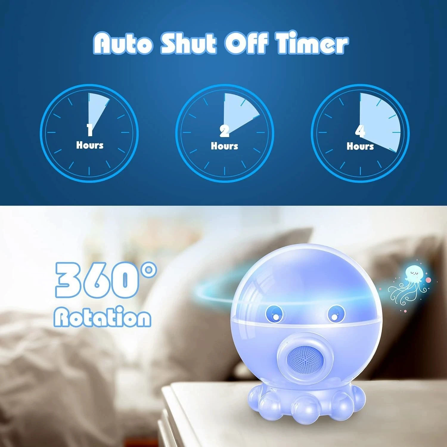 Kids Night Light Projector, Octopus Galaxy Light with Soothing Music Box & 360° Rotation, USB Rechargeable Starry Sky Projector