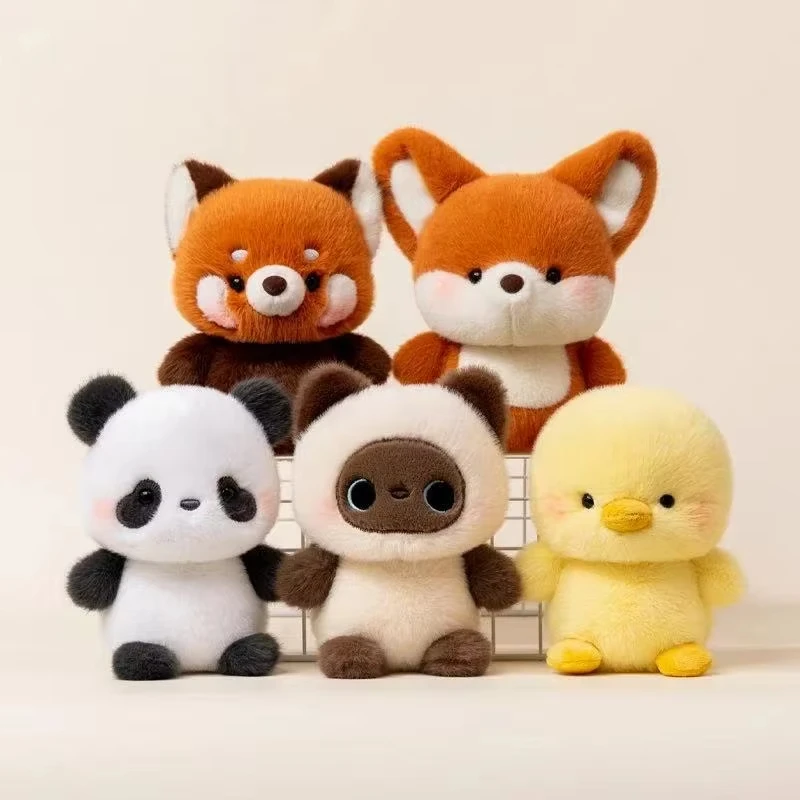 Cute Mini Cartoon Siamese Kitten Panda Little Elephant Plush Toy Desktop Ornam Learning Accompany Doll Soft Stuffed Animal Gifts