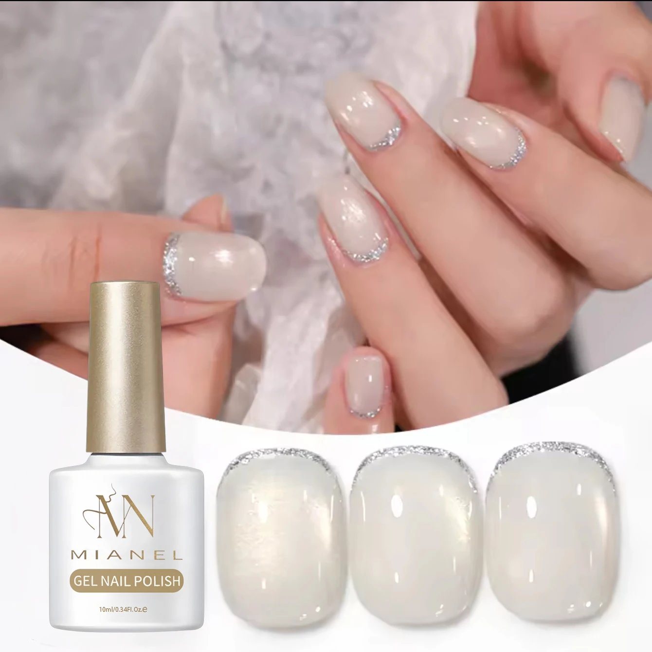 

MAINEL 10ML Translucent Milky White Nails Cat Gye Gel Polish Sparkling UV Nail Polish Delicate Aurora Pink Glitter For Salon
