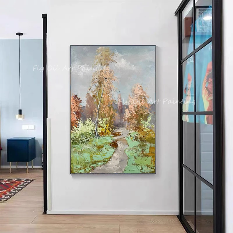 

Abstract 100% Hand Painted beautiful scenery landscape picture large size nature Oil Painting on Corridor Porch Wall Art Gift