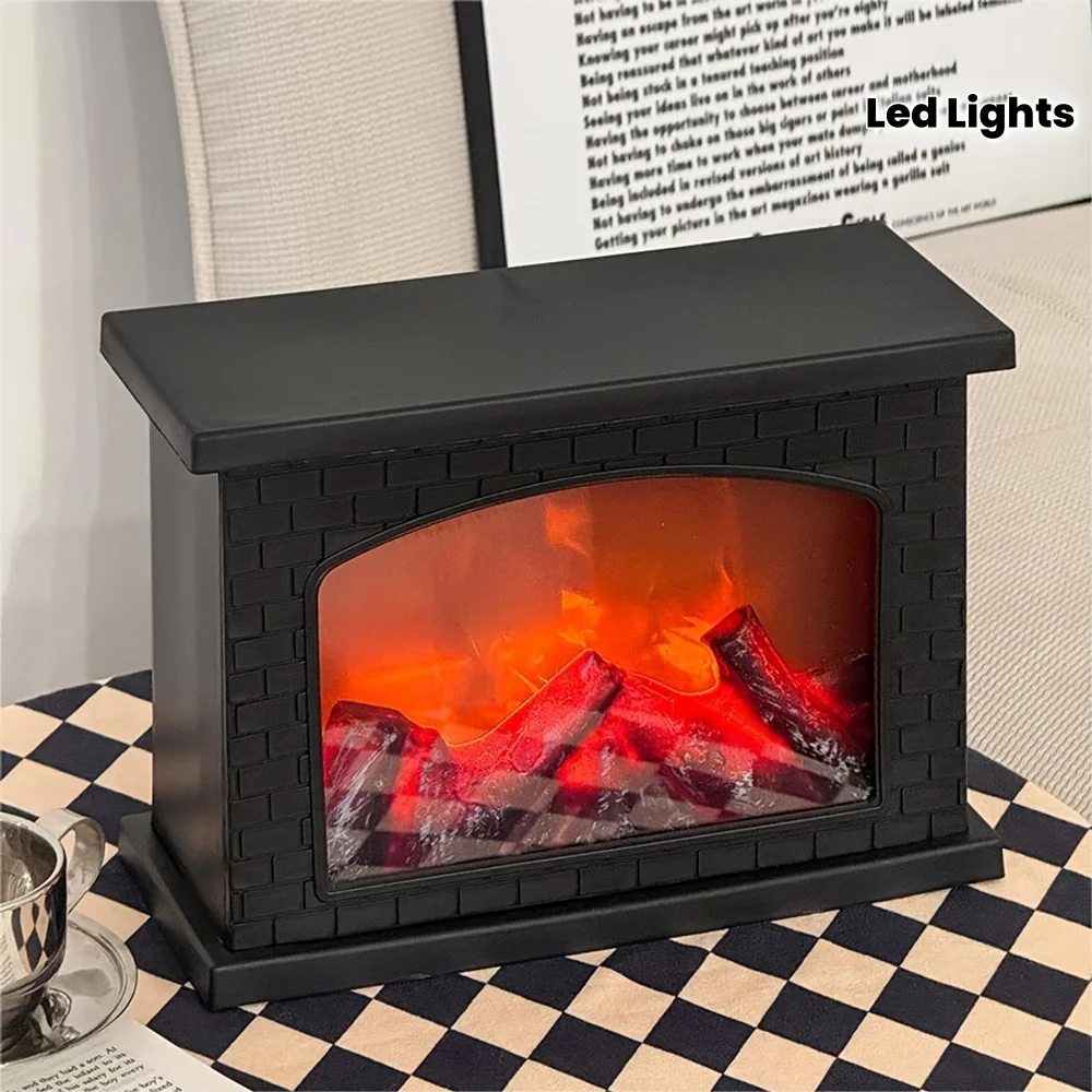 

Lantern Resemble Fireplace Featuring Simulated Flame Light USB Batteries Not Provide Heating Indoor Home Decoration Christmas