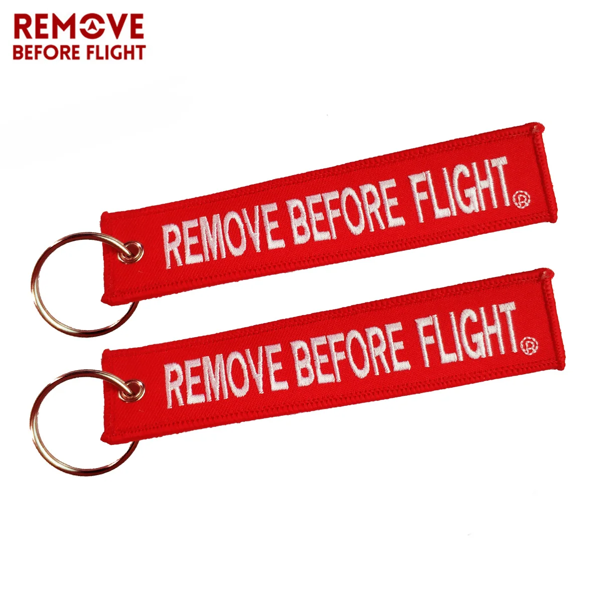 3 PCS Embroidery REMOVE BEFORE FLIGHT Keychain for Aviator Fashion Jewelry Key Chains Red Key Ring Chain Gift Key Tags