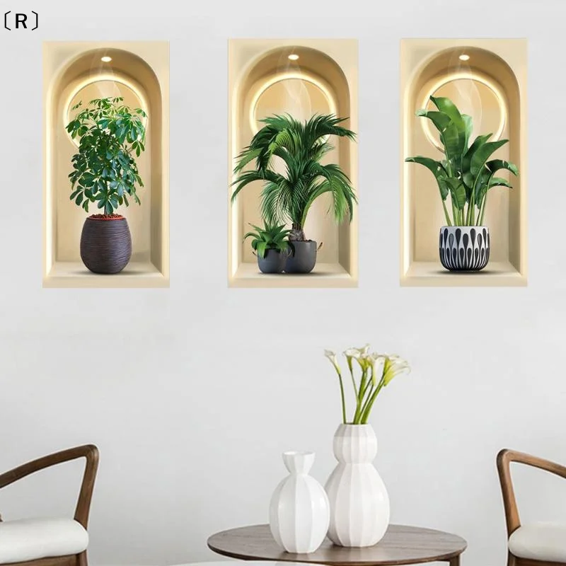 〔R〕3D-Wandsticker mit Aquarell-Pflanzenmotiv, Topfpflanzen-Dekoration, selbstklebende Weinblätter für Wohnzimmer, Schlafzimmer, Wanddekoration〔Winter2〕