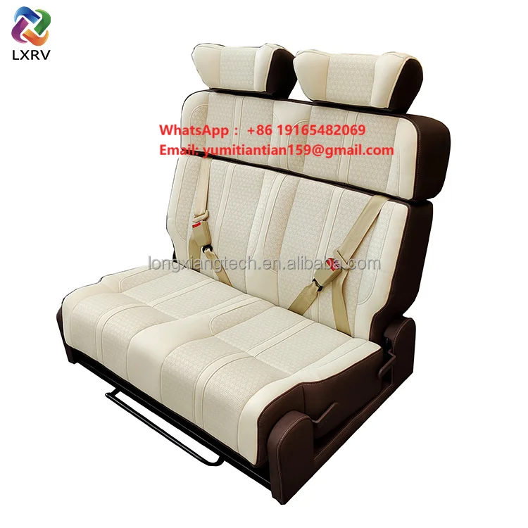 LXRV High Quality Punching Napa Leather Soft Comfortable Waterproof Campervan RV Sprinter Van Folding Seat Convertible Bed