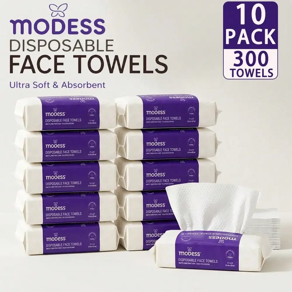 Modess 10-Pack Disposable Face Towels 300 Total(30 Count/Pack), 7.08