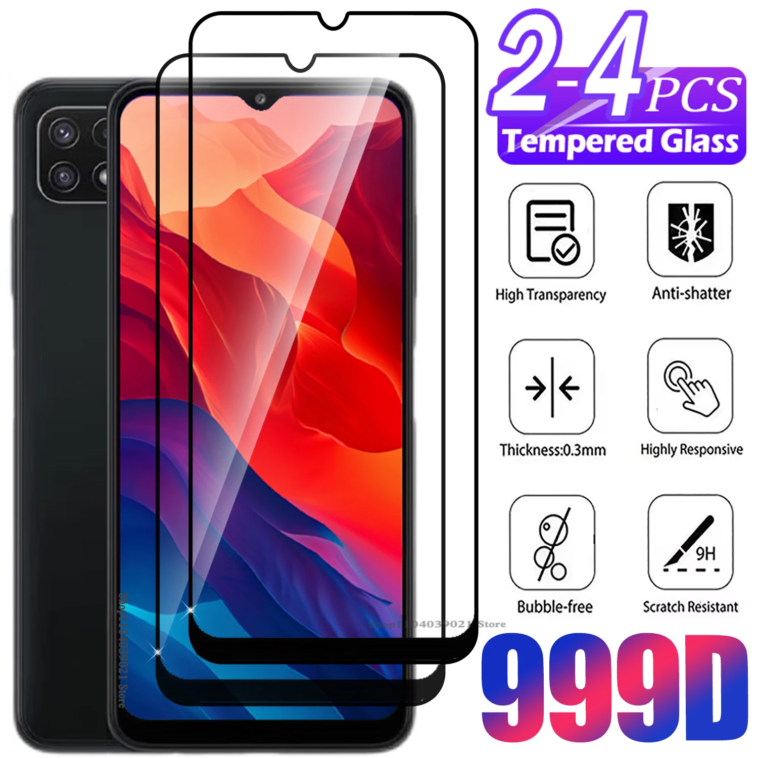 2/4Pcs Tempered Glass For Samsung Galaxy A02 A12 A22 A32 A42 A52 4G A72 Screen Protector Glass Film for Samsung A52s 5G