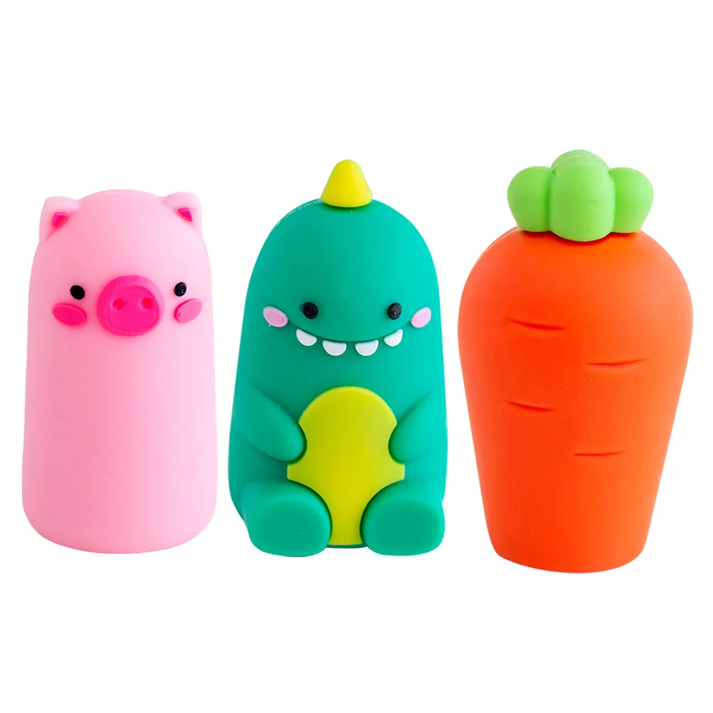 3PCS Cartoon Animal Pencil Sharpener Cute Manual Student School Supplies Wear Resistant Mini Desk Accessories for Kids
