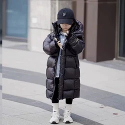 Bambini ragazze inverno piumino d'anatra spessore lungo caldo piumino ragazzi parka con cappuccio impermeabile bambini capispalla da neve