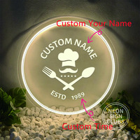 1PC Round Shape Five-star Walnut Restaurant Personalized Text USB Power Neon Night Light Acrylic Board for Beauty Salon Decor Gi