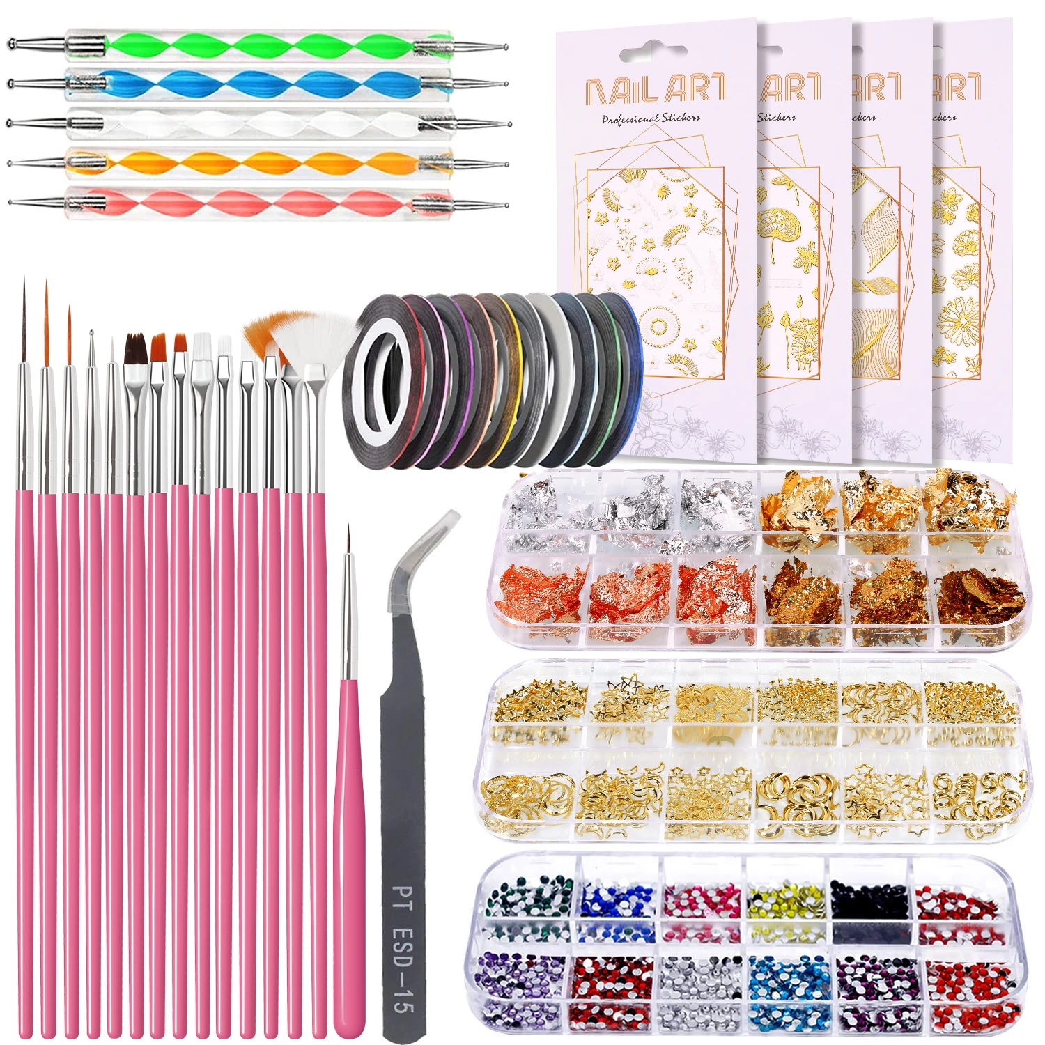 Manicure Set for Nail Sequin Kit Nail DIY Accessories Set Nail Art Brush Dotting Pen Nails Accessories Manicure Tools