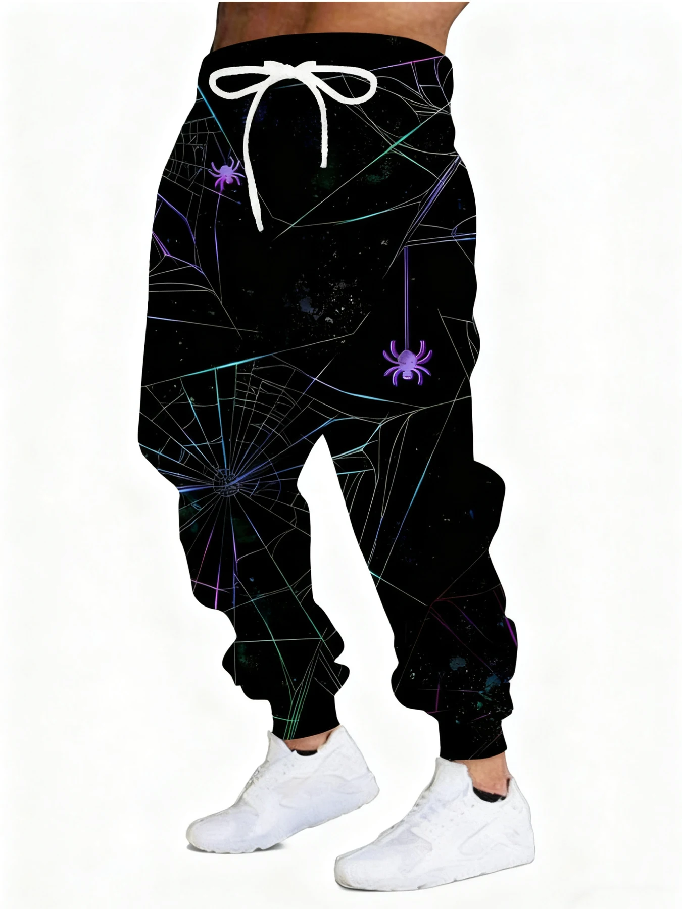 

Новые мужские повседневные брюки с 3D принтом паука, уличные дышащие спортивные брюки, стильные уличные брюки на шнурке, мужские брюки с манжетами