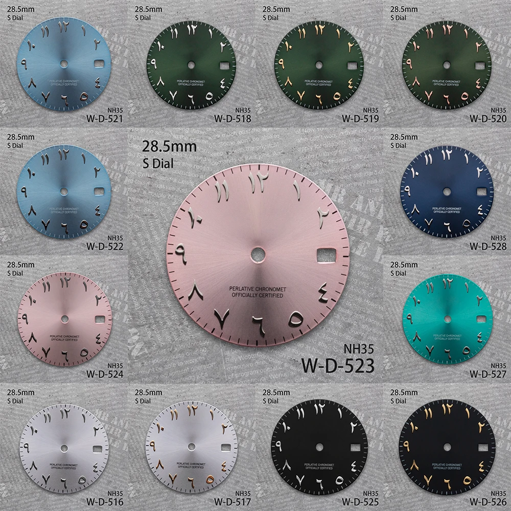 28.5mm S Dial Arab Sunray Dial Fit NH35/NH36/4R/7S Japanese Automatic Movement High-Quality Watch Modification Accessories