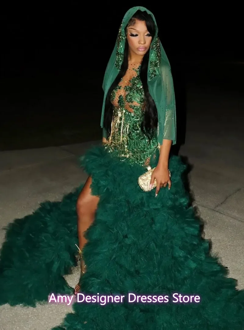 

Винтажные выпускные платья для африканских девушек 2026: роскошное вечернее платье-русалка без рукавов с пайетками, оборками и бахромой, на заказ