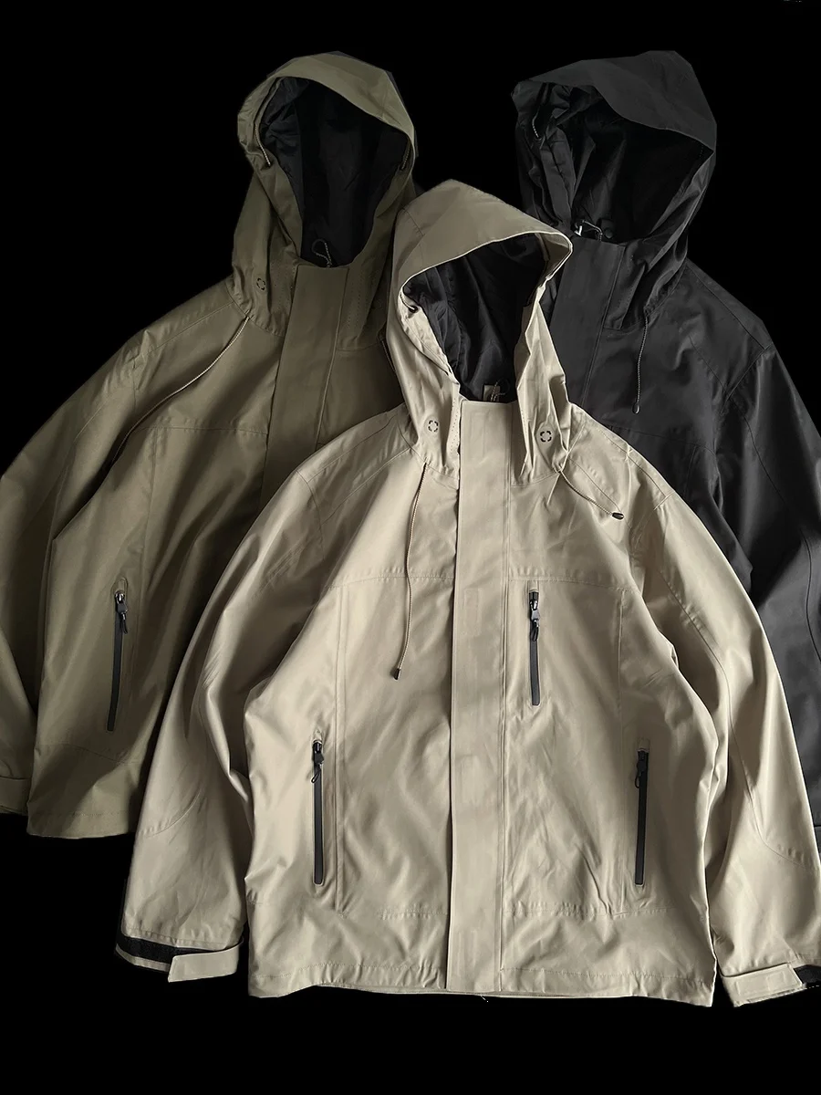 

Водонепроницаемая ветрозащитная куртка с капюшоном, свободная спортивная мужская верхняя одежда из полиэстера с декоративной молнией, весна-осень, молодежная мода