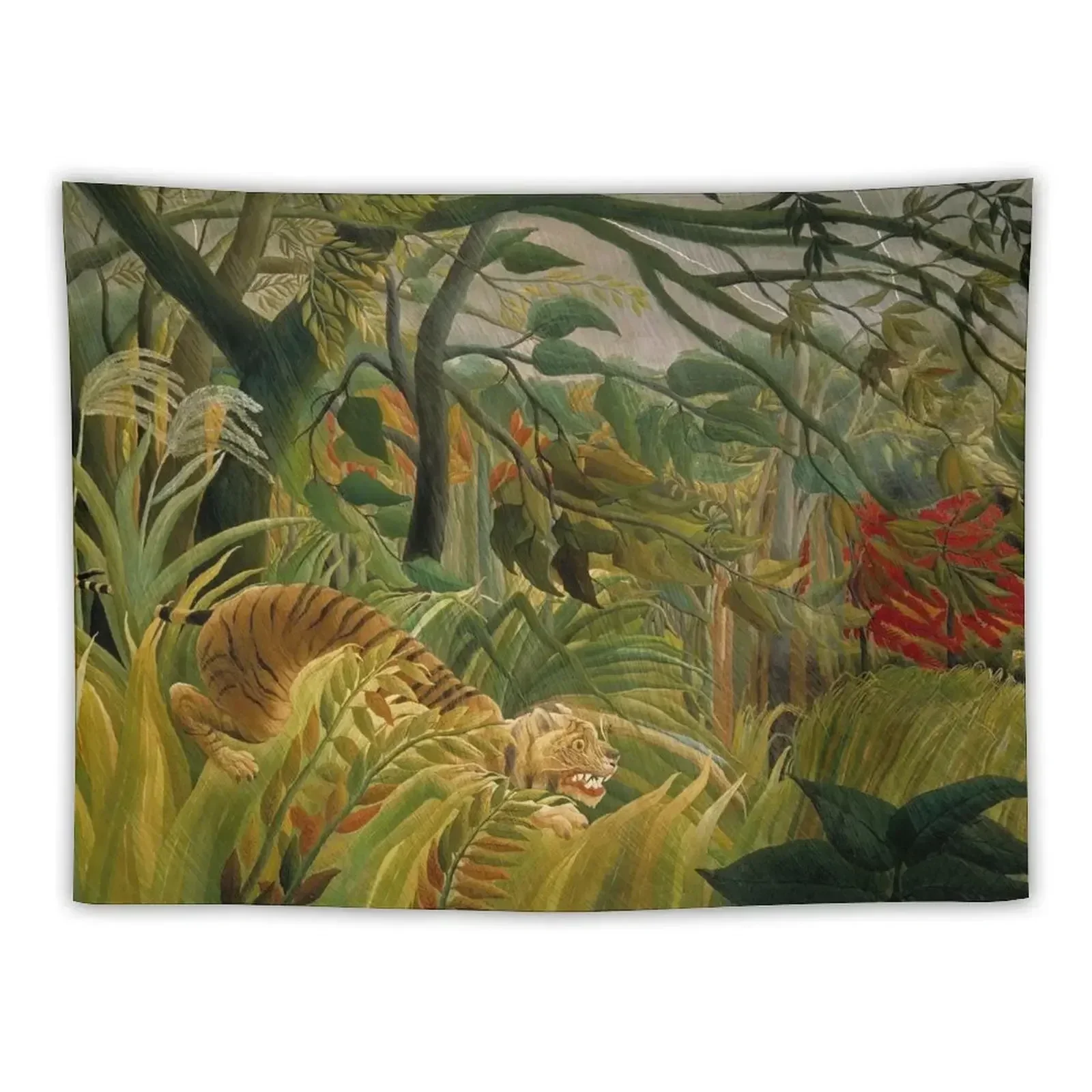 Tiger in a Tropical Storm (Surprised!) - Henri Rousseau Tapestry Home Decor Aesthetic Decoration For Rooms Tapestry