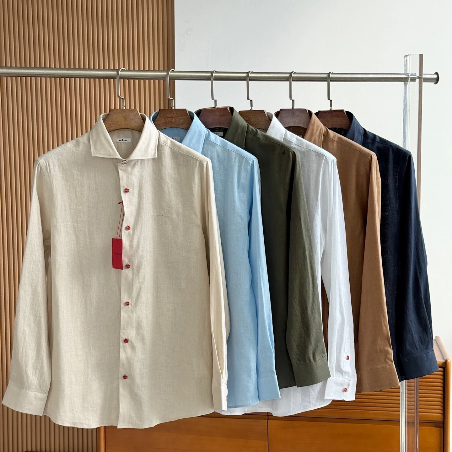

Ktion 25aw Casual Button Linen Men's Long Sleeve Lapel Shirt
