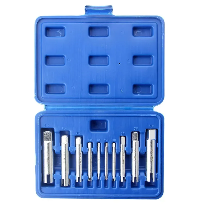 10Pcs Steel Tap Extractor Set – 4 Claw Broken Head Screw & Broken Tap Remover, 3/4 Flute Stripped Rusted Bolt Extraction Tool