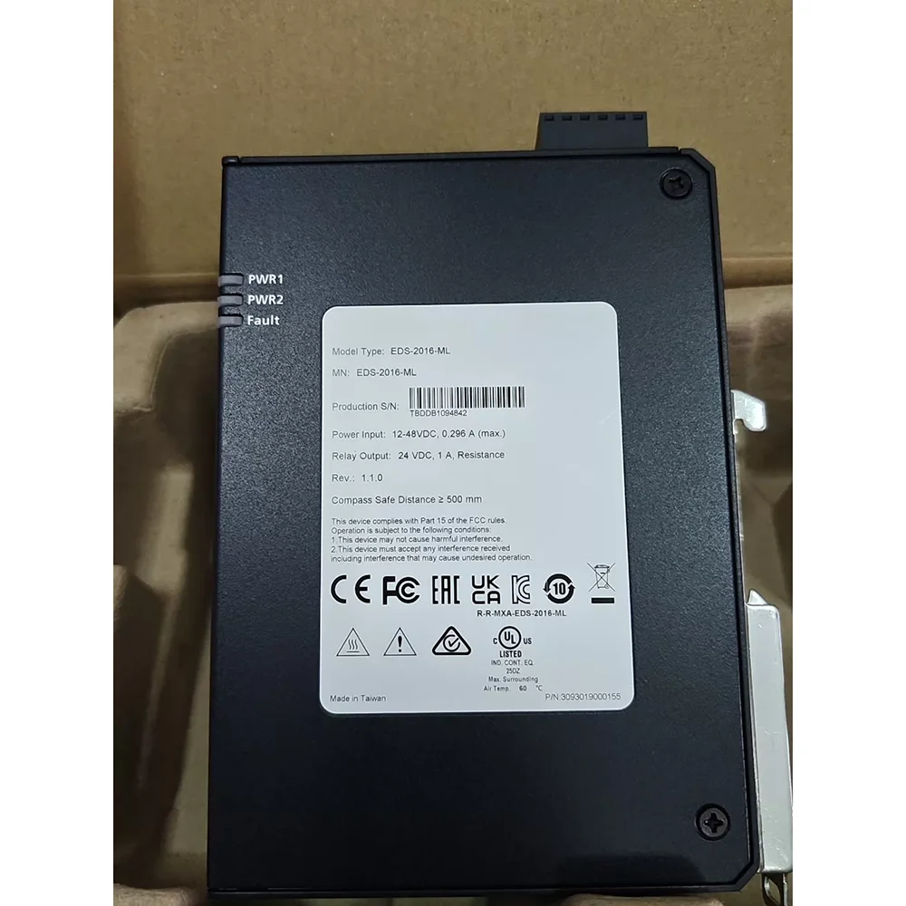 EDS-2016-ML Industrial Switch with 16 Gigabit Ethernet Ports, Supporting 12-48V