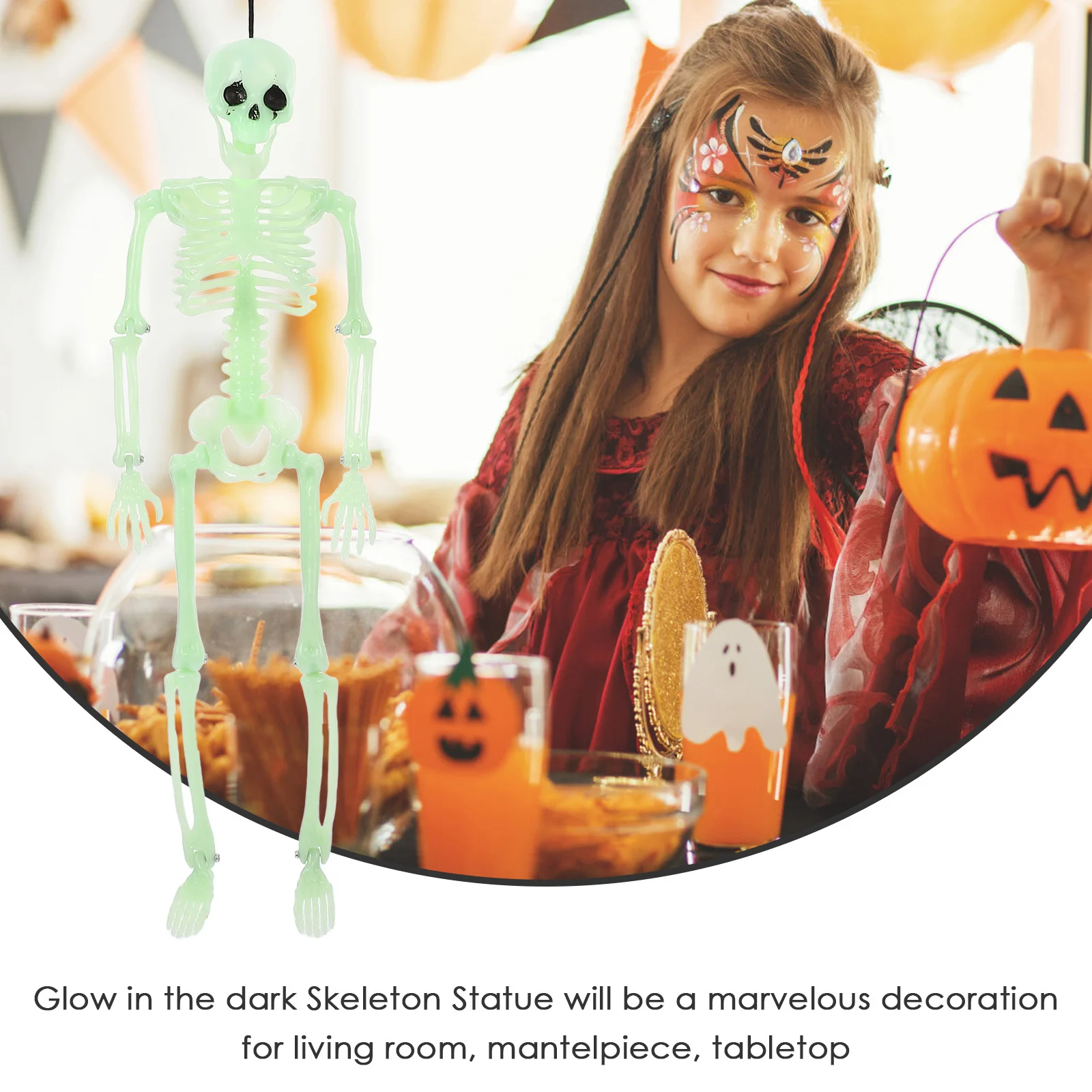 

Glow in The Dark Plastic Human Ornament Halloween Decoration for Home Office Bar Shelf Table Halloween Pendant