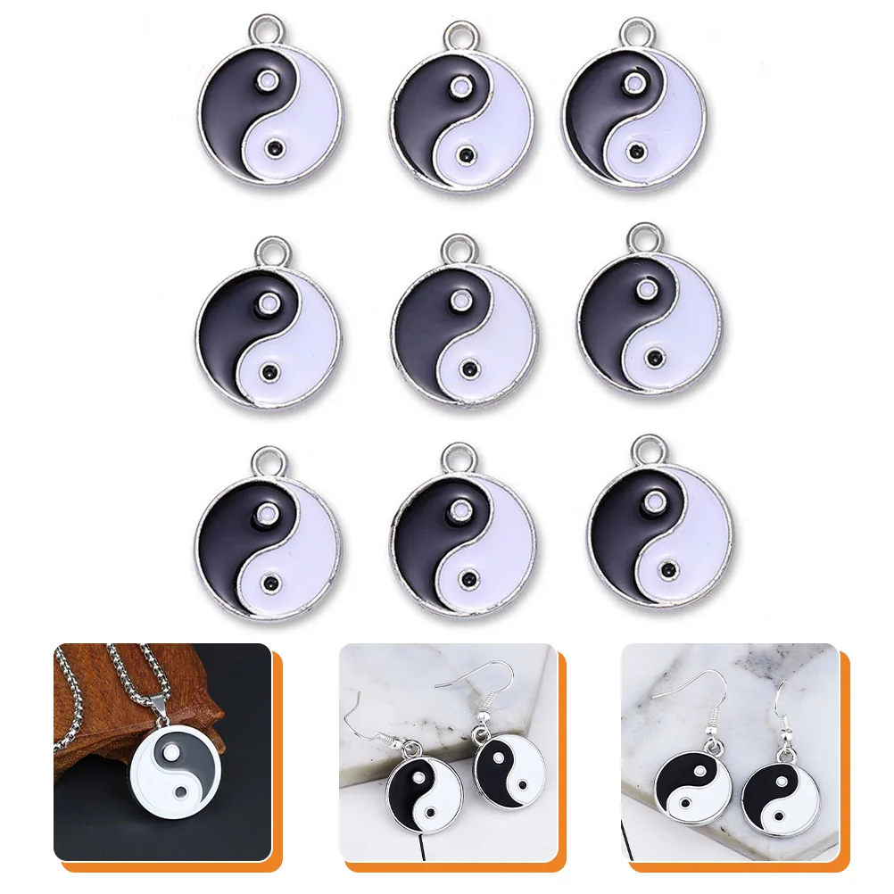 

9 Pcs Charms for DIY Jewelry Locket Tai Chi Crafts Making Accessories Double Sided Bracelet