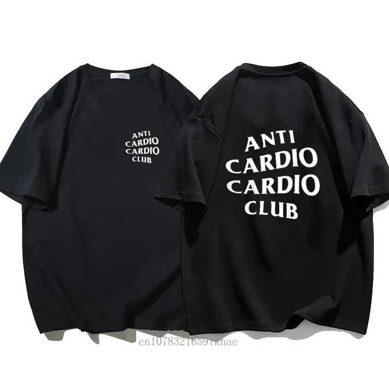 Men Clothes Anti Cardio Club T Shirt Gym Life Letter Print T-Shirt Tshirt for Women Male Tee Summer