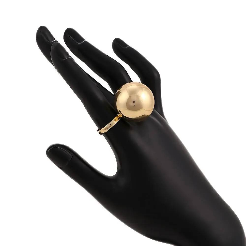 Silver Gold-สีบุคลิกภาพเปิดเครื่องประดับหญิงแหวนผู้หญิงแฟชั่นลูกโลหะขนาดใหญ่