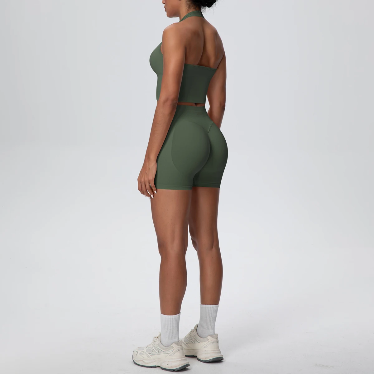 2 قطعة مجموعة اليوغا الصيف تنفس عارية الذراعين ملابس رياضية بلون مثير الرقبة حزام الصدرية سريعة الجافة عالية الخصر السراويل اليوغا مجموعة