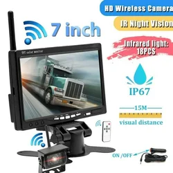 7 inch Wireless Truck Camera For Trucks Bus RV Trailer Excavator Car Monitor Reverse Image Rear View Car Camera 12V-24V