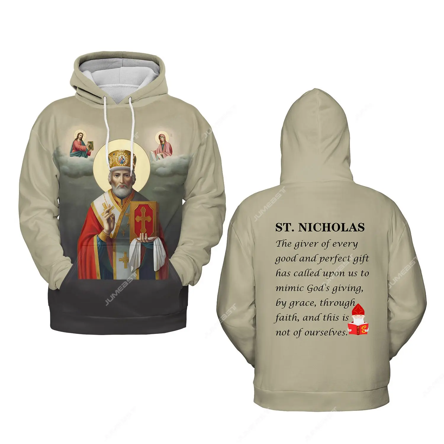 Jumeast-Hoodies masculinos unissex com impressão 3D, moletons natalinos, casacos largados, roupas de Natal, Santo Eduardo, Papai Noel, dia