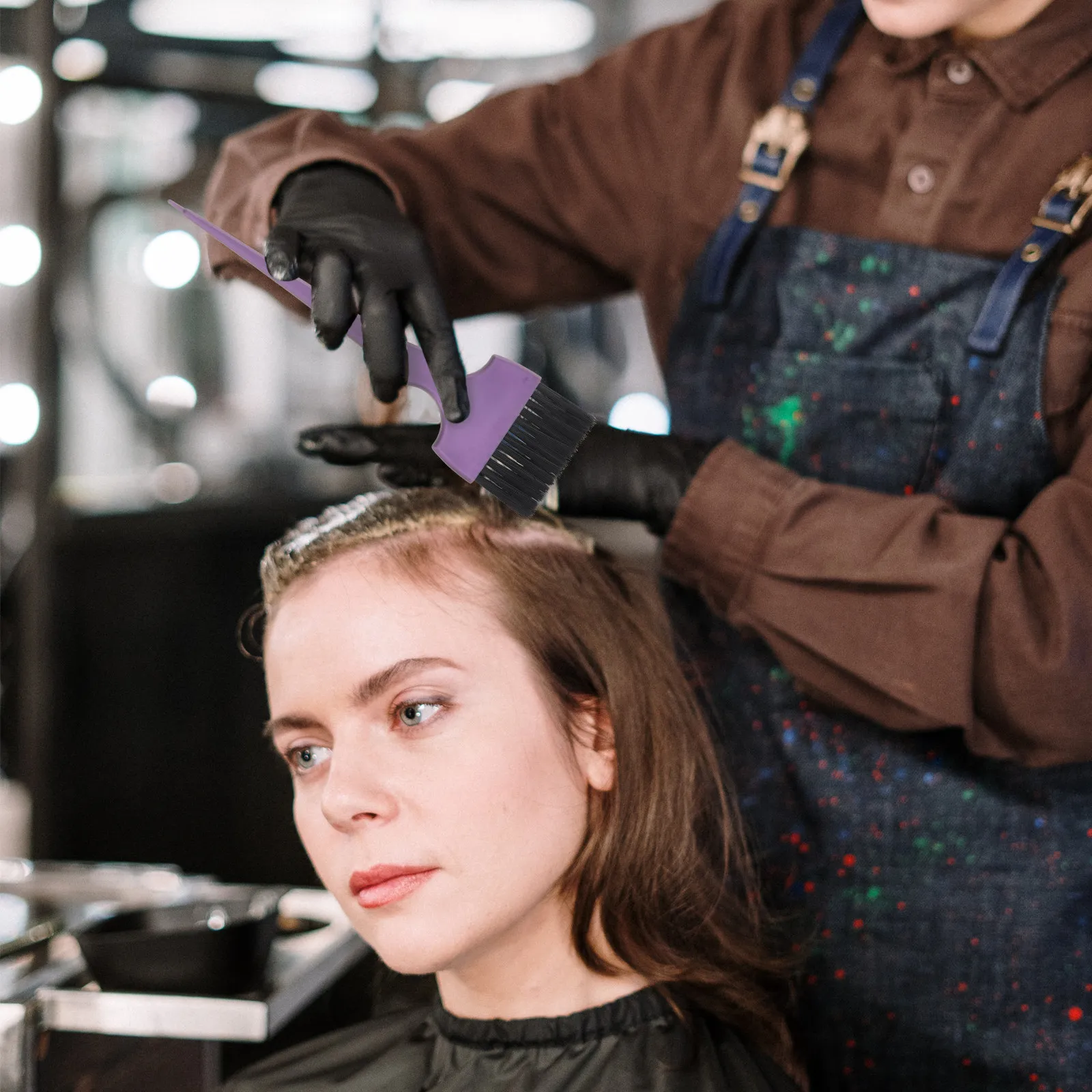 

6Pcs Hair Dye Applicator Brush Fine Tooth Coloring Comb for DIY Hair Treatment At Home Or Professional Salon Use Pink Purple