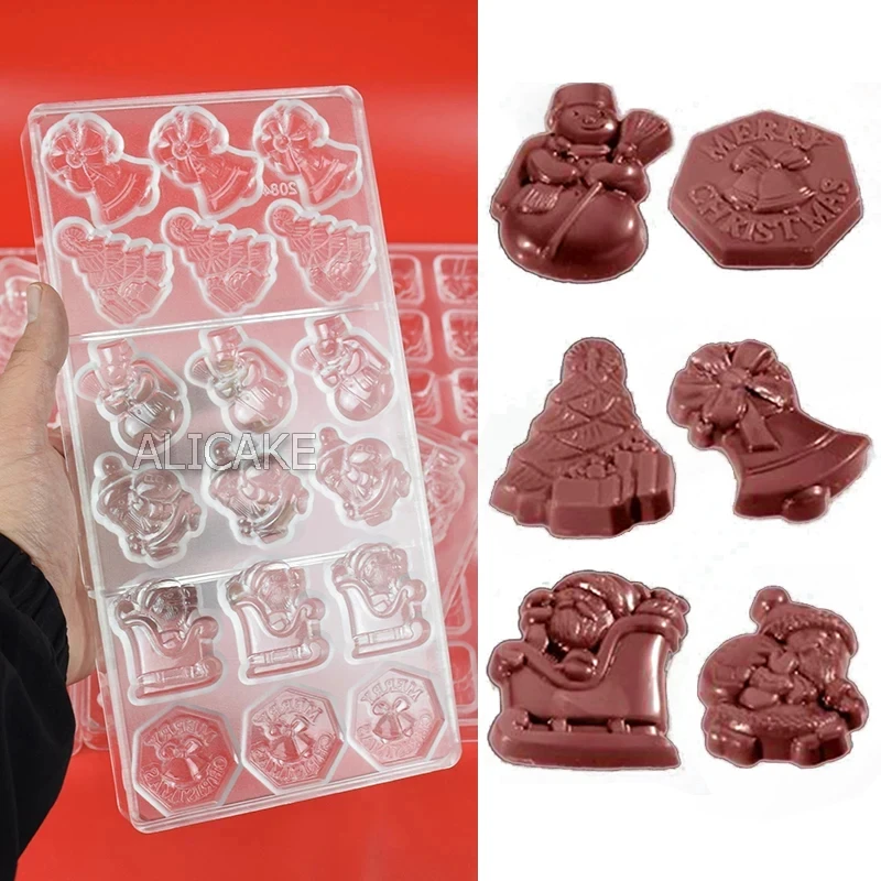 New Chocolate Mold Polycarbonate Christmas Shape Candy Bonbons Plastic Confectionery Tray Pans Baker Baking Pastry Tools