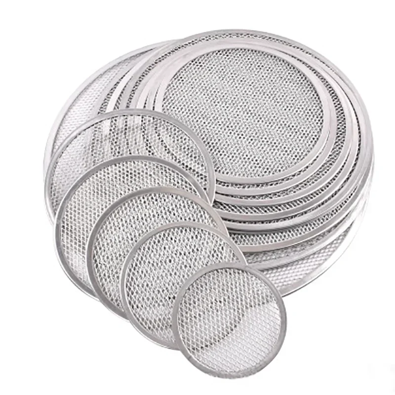 6-22inch Non Stick Pizza Screen Pan Seamless Aluminum Metal Net Bakeware Kitchen Tools Round Pancake Pizza Pastry Baking Tray