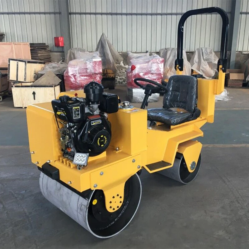 850kg Vibratory Mini Road Compactor Double Drum Ride on Road Roller for Sale