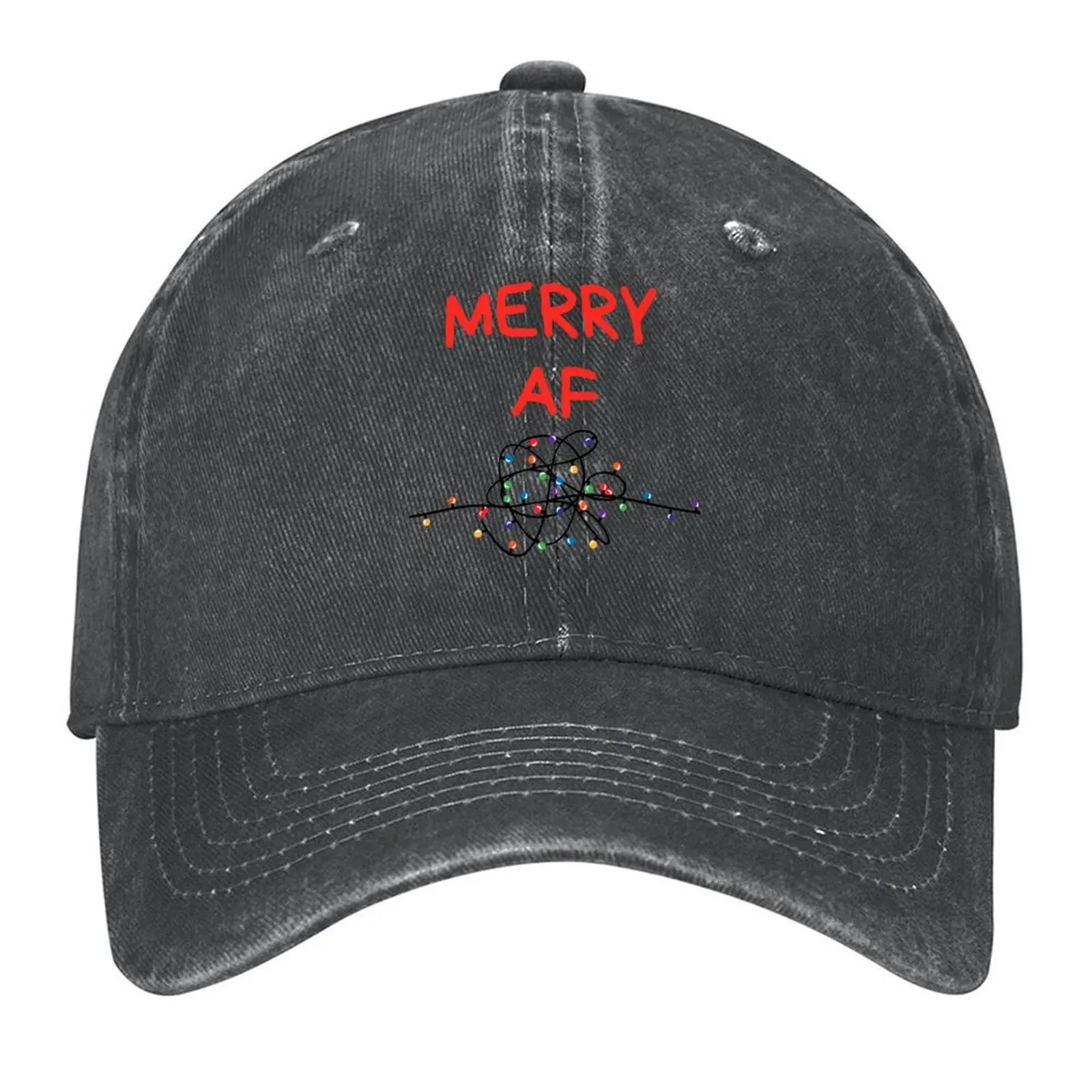 

Christmas Humor. Rude, Offensive, Inappropriate Christmas Card. Merry AF. Red Baseball Cap Sunscreen Mens Hats Women's