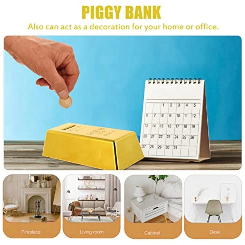 Hot-Simulated Gold Bricks, Children's Piggy Bank, Piggy Bank, Plastic Decorative Ornaments, House Games